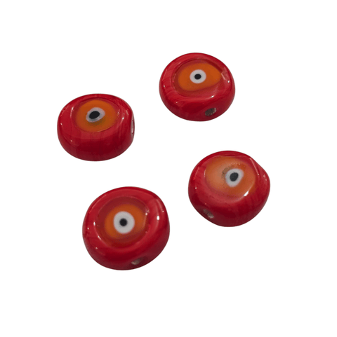 Round Hand Painted Glass Evil Eye Bead, 16x7mm Round Hand Painted Glass Evil Eye Bead, 16x7mm