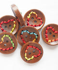 Round Painted 2-Hole Buttons with Colorful Thread, Wooden Buttons, 20mm Round Painted 2-Hole Buttons with Colorful Thread, Wooden Buttons, 20mm