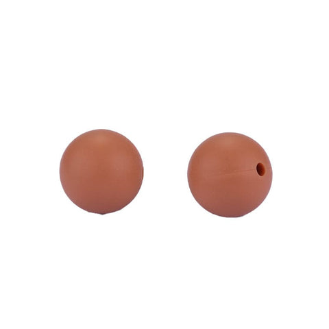 SALMON BROWN Round Silicone Beads For Teethers, 15mm Round Silicone Beads For Teethers, 15mm