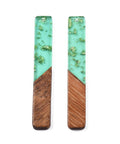 TRANSPARENT TURQUOISE WITH GOLD FOIL (RR8783-A02) (RR8783-X) Resin & Walnut Wood Big Pendants, Rectangle Charm, 51.5x7.5x3mm (2 PCS) (RR8783-X) Resin & Walnut Wood Big Pendants, Rectangle Charm, 51.5x7.5x3mm (2 PCS)