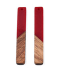 OPAQUE DARK RED (RR8783-B04) (RR8783-X) Resin & Walnut Wood Big Pendants, Rectangle Charm, 51.5x7.5x3mm (2 PCS) (RR8783-X) Resin & Walnut Wood Big Pendants, Rectangle Charm, 51.5x7.5x3mm (2 PCS)