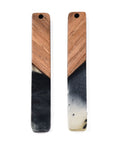 TRANSPARENT GREY (R8783-C01) (RR8783-X) Resin & Walnut Wood Big Pendants, Rectangle Charm, 51.5x7.5x3mm (2 PCS) (RR8783-X) Resin & Walnut Wood Big Pendants, Rectangle Charm, 51.5x7.5x3mm (2 PCS)