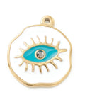 (SE8765A) Ion Plating(IP) 304 Stainless Steel Enamel Pendants, Golden, with Jet Rhinestone, White, 21mm (2 PCS) (SE8765A) Ion Plating(IP) 304 Stainless Steel Enamel Pendants, Golden, with Jet Rhinestone, White, 21mm (2 PCS)