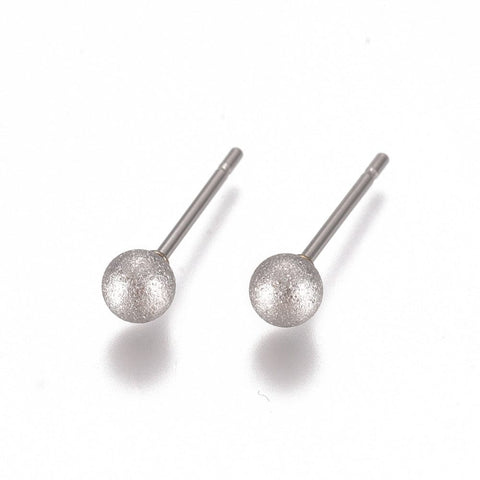 (SE8778-02) 304 Stainless Steel Stud Earrings, Ball Stud Earrings, Textured,15x4mm (8 PCS) (SE8778-02) 304 Stainless Steel Stud Earrings, Ball Stud Earrings, Textured,15x4mm (8 PCS)