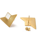 (SE8788-13G) 304 Stainless Steel Enamel Triangle Stud Earrings, Ion Plating(IP) Golden, 18x25.5mm (2 PCS / 1 PAIR) (SE8788-13G) 304 Stainless Steel Enamel Triangle Stud Earrings, Ion Plating(IP) Golden, 18x25.5mm (2 PCS / 1 PAIR)