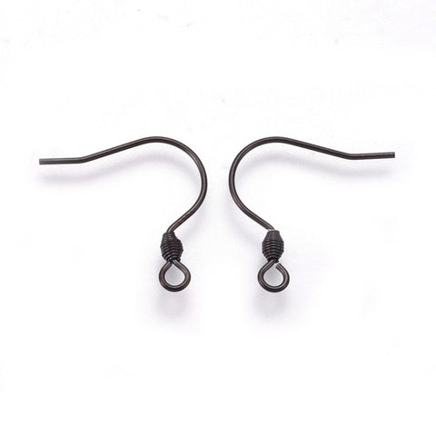 (SE8798-BL) 304 Stainless Steel Earring Hooks, Electrophoresis Black, 18mm (4 PCS) (SE8798-BL) 304 Stainless Steel Earring Hooks, Electrophoresis Black, 18mm (4 PCS)