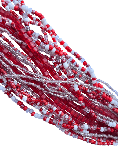 RED / WHITE MIX Set of Small Glass Beads & Seed Beads Strands, Color Themed Set of Small Glass Beads & Seed Beads Strands, Color Themed
