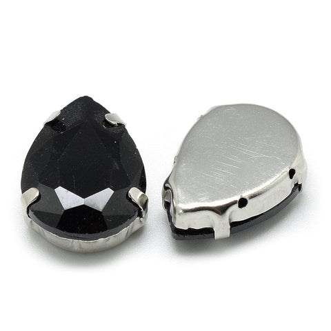 Black Sew on Glass Rhinestone, Faceted, Drop, 14x10x6mm Sew on Glass Rhinestone, Faceted, Drop, 14x10x6mm