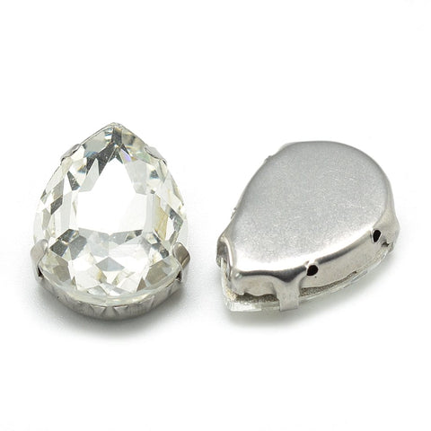 Clear Sew on Glass Rhinestone, Faceted, Drop, 14x10x6mm Sew on Glass Rhinestone, Faceted, Drop, 14x10x6mm