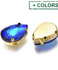 Sew on Glass Rhinestone, with Golden Plated 201 Stainless Steel Prong Settings 18x13mm Sew on Glass Rhinestone, with Golden Plated 201 Stainless Steel Prong Settings 18x13mm