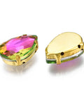 ORCHID Sew on Glass Rhinestone, with Golden Plated 201 Stainless Steel Prong Settings 18x13mm Sew on Glass Rhinestone, with Golden Plated 201 Stainless Steel Prong Settings 18x13mm