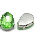 LIGHT GREEN Sew on Glass Rhinestones, 201 Stainless Steel Prong Settings, 10x7x5mm Sew on Glass Rhinestones, 201 Stainless Steel Prong Settings, 10x7x5mm