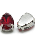 RED Sew on Glass Rhinestones, 201 Stainless Steel Prong Settings, 10x7x5mm Sew on Glass Rhinestones, 201 Stainless Steel Prong Settings, 10x7x5mm