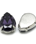 PURPLE Sew on Glass Rhinestones, 201 Stainless Steel Prong Settings, 10x7x5mm Sew on Glass Rhinestones, 201 Stainless Steel Prong Settings, 10x7x5mm