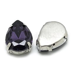 PURPLE Sew on Glass Rhinestones, 201 Stainless Steel Prong Settings, 10x7x5mm Sew on Glass Rhinestones, 201 Stainless Steel Prong Settings, 10x7x5mm