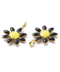 BLACK / GOLD  (SF8722-08G) (SF8722-X) 304 Stainless Steel Charms, with Enamel, Flower, 7.5x10mm (5 PCS) (SF8722-X) 304 Stainless Steel Charms, with Enamel, Flower, 7.5x10mm (5 PCS)
