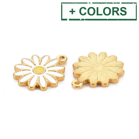 (SF8855-X) 304 Stainless Steel Enamel Pendants, Ion Plating(IP), Golden, Flower, 18x15.5x2mm (2 PCS) (SF8855-X) 304 Stainless Steel Enamel Pendants, Ion Plating(IP), Golden, Flower, 18x15.5x2mm (2 PCS)