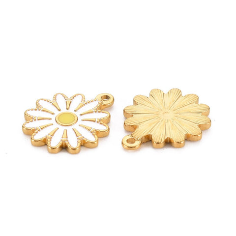 WHITE (SF8855-A) (SF8855-X) 304 Stainless Steel Enamel Pendants, Ion Plating(IP), Golden, Flower, 18x15.5x2mm (2 PCS) (SF8855-X) 304 Stainless Steel Enamel Pendants, Ion Plating(IP), Golden, Flower, 18x15.5x2mm (2 PCS)