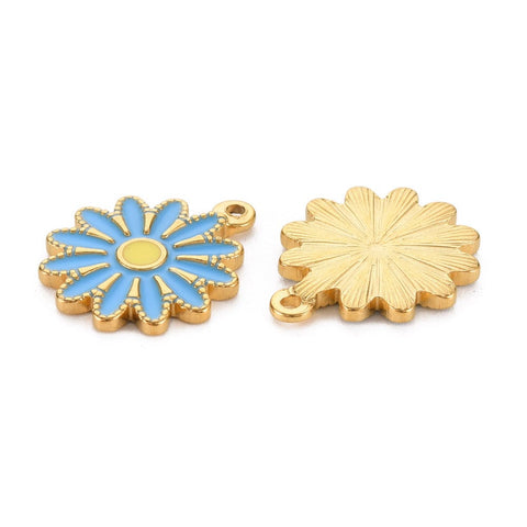 DODGER BLUE (SF8855-B) (SF8855-X) 304 Stainless Steel Enamel Pendants, Ion Plating(IP), Golden, Flower, 18x15.5x2mm (2 PCS) (SF8855-X) 304 Stainless Steel Enamel Pendants, Ion Plating(IP), Golden, Flower, 18x15.5x2mm (2 PCS)