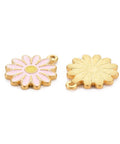 PINK (SF8855-X) 304 Stainless Steel Enamel Pendants, Ion Plating(IP), Golden, Flower, 18x15.5x2mm (2 PCS) (SF8855-X) 304 Stainless Steel Enamel Pendants, Ion Plating(IP), Golden, Flower, 18x15.5x2mm (2 PCS)