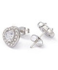 STAINLESS STEEL (SH8674-03P) (SH8674-X) Cubic Zirconia Heart Stud Earrings, Ion Plating(IP) 304 Stainless Steel, Crystal (10mm) (1 PAIR) (SH8674-X) Cubic Zirconia Heart Stud Earrings, Ion Plating(IP) 304 Stainless Steel, Crystal (10mm) (1 PAIR)