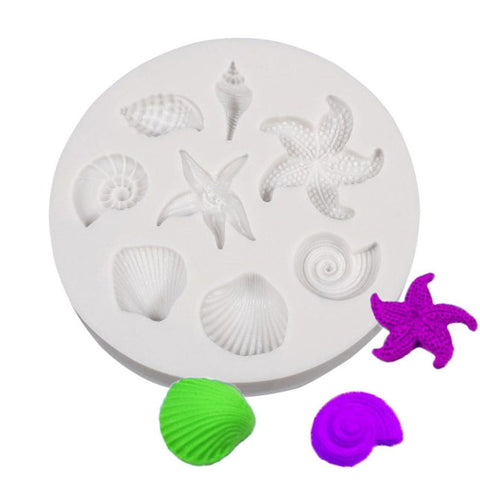Shell & Starfish Silicone Fondant Mold for Cake Decoration, Chocolate & Resin – 67mm Shell & Starfish Silicone Mold for Fondant, Chocolate & Resin | BalzarCrafts