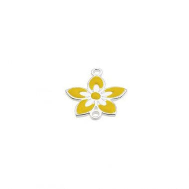 Silver 925 12x1.2mm Yellow Enamel Flower Pendant. Hole 1.4mm Silver 925 12x1.2mm Yellow Enamel Flower Pendant. Hole 1.4mm