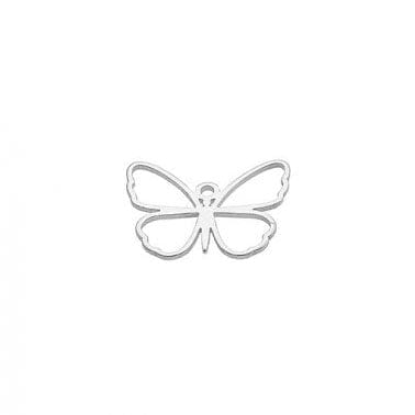 RHODIUM PLATED Silver 925 13x10mm Butterfly Frame Pendant. Hole 0.85mm Silver 925 13x10mm Butterfly Frame Pendant. Hole 0.85mm