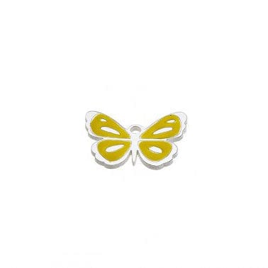 YELLOW ENAMEL Silver 925 13x10mm Butterfly Pendant with Enamel Color Silver 925 13x10mm Butterfly Pendant with Enamel Color