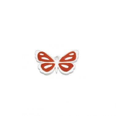CORAL ENAMEL Silver 925 13x10mm Butterfly Pendant with Enamel Color Silver 925 13x10mm Butterfly Pendant with Enamel Color