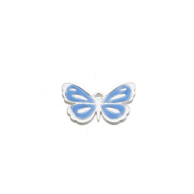 BLUE ENAMEL Silver 925 13x10mm Butterfly Pendant with Enamel Color Silver 925 13x10mm Butterfly Pendant with Enamel Color