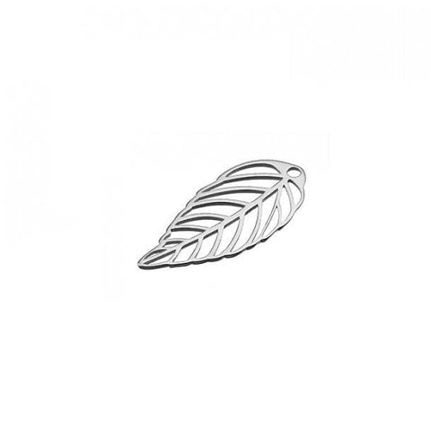 Rhodium plated Silver 925 15mm Laser cut leaf charms 15mm. Hole 0.9mm Silver 925 15mm Laser cut leaf charms 15mm. Hole 0.9mm