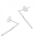 SILVER 925 25MM CHAIN EARRING WITH BEADS & BARS SILVER 925 25MM CHAIN EARRING WITH BEADS & BARS