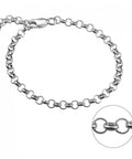 SILVER 925 - RHODIUM PLATED SILVER 925 3,5MM BELCHER CHAIN CHARM BRACELET 18CM SILVER 925 3,5MM BELCHER CHAIN CHARM BRACELET 18CM