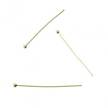 3 Micron Gold Plated Silver 925 3cm Ball Pins 0.4mm Wire 2mm Head Silver 925 3cm Ball Pins 0.4mm Wire 2mm Head
