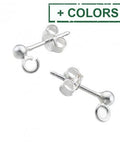 SILVER 925 3MM BEAD STUD EARRING SUPPORTS WITH RING SILVER 925 3MM BEAD STUD EARRING SUPPORTS WITH RING