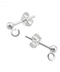 SILVER 925 SILVER 925 3MM BEAD STUD EARRING SUPPORTS WITH RING SILVER 925 3MM BEAD STUD EARRING SUPPORTS WITH RING