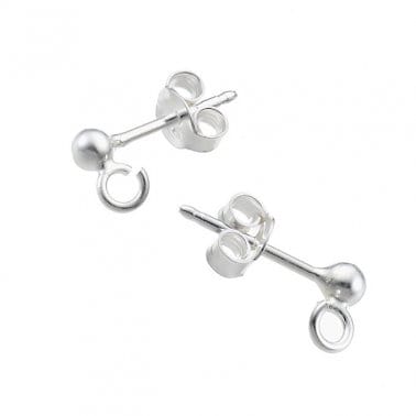 SILVER 925 SILVER 925 3MM BEAD STUD EARRING SUPPORTS WITH RING SILVER 925 3MM BEAD STUD EARRING SUPPORTS WITH RING