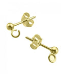 SILVER 925 / 3 MICRON GOLD PLATED (925-E122-3GP) SILVER 925 3MM BEAD STUD EARRING SUPPORTS WITH RING SILVER 925 3MM BEAD STUD EARRING SUPPORTS WITH RING