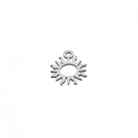 1 MICRON RHODIUM PLATED Silver 925 6.9x9mm Hollow Sun Pendants Silver 925 6.9x9mm Hollow Sun Pendants