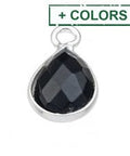 Silver 925 6mm Black Spinel Set Drop Shaped Briolettes Silver 925 6mm Black Spinel Set Drop Shaped Briolettes