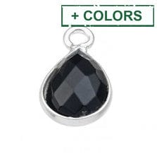 Silver 925 6mm Black Spinel Set Drop Shaped Briolettes Silver 925 6mm Black Spinel Set Drop Shaped Briolettes