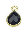 Silver 925 / 3 Micron Gold Plated Silver 925 6mm Black Spinel Set Drop Shaped Briolettes Silver 925 6mm Black Spinel Set Drop Shaped Briolettes