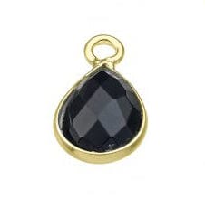 Silver 925 / 3 Micron Gold Plated Silver 925 6mm Black Spinel Set Drop Shaped Briolettes Silver 925 6mm Black Spinel Set Drop Shaped Briolettes