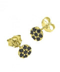 3 MICRON GOLD PLATED (925-E130-3GP) SILVER 925 6MM BUTTONED BLACK ZIRCONIUM EARRINGS WITH PIN SILVER 925 6MM BUTTONED BLACK ZIRCONIUM EARRINGS WITH PIN