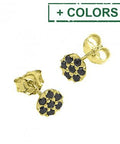 SILVER 925 6MM BUTTONED BLACK ZIRCONIUM EARRINGS WITH PIN SILVER 925 6MM BUTTONED BLACK ZIRCONIUM EARRINGS WITH PIN