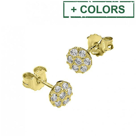 SILVER 925 6MM BUTTONED WHITE ZIRCONIUM EARRINGS WITH PIN SILVER 925 6MM BUTTONED WHITE ZIRCONIUM EARRINGS WITH PIN