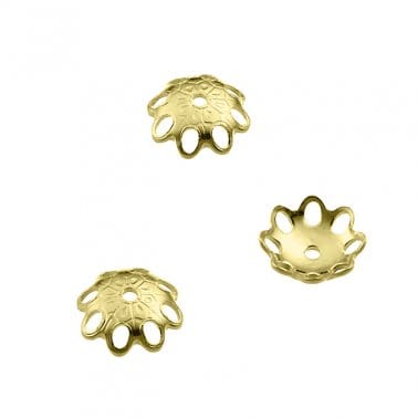3 MICRON GOLD PLATED Silver 925 6mm Flower caps Silver 925 6mm Flower caps