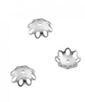 1 MICRON RHODIUM PLATED Silver 925 6mm Flower caps Silver 925 6mm Flower caps