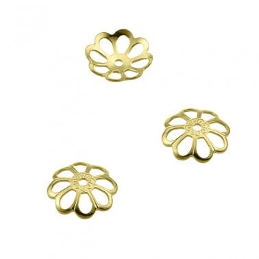 3 MICRON GOLD PLATED Silver 925 8.5mm Flower caps Silver 925 8.5mm Flower caps